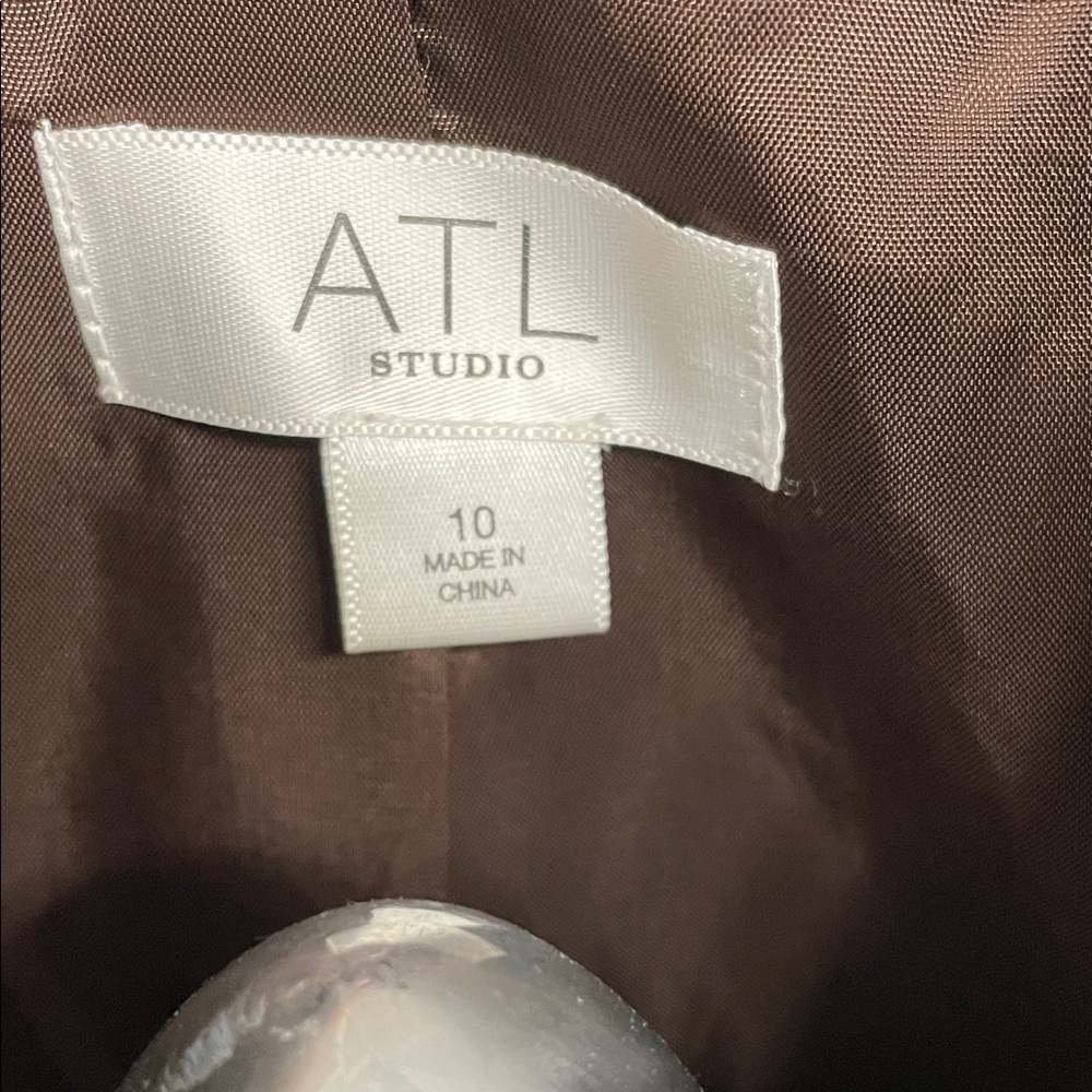 Atl Studio 4 Button Collared Suede Jacket Size 10 - image 2